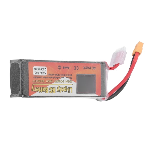 Batería Lipo RC de 14,8 V, tasa de descarga de 60 C, conector enchufable XT60 de 4S, 2800 mAh de potencia para vehículos de control remoto