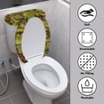 thumbnail image 3 of HELLHERO Green Leaf Pattern Stretch Universal Elastic Edge Polyester Toilet Cover Set Hotel Home Reusable Stays in Place 17x21 Inches 2 Piece Set, 3 of 8