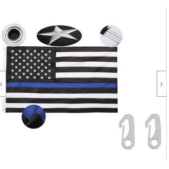 Thin Blue Line American US Flag Police Embroidered Star Stripe 3x5   Nylon Clips