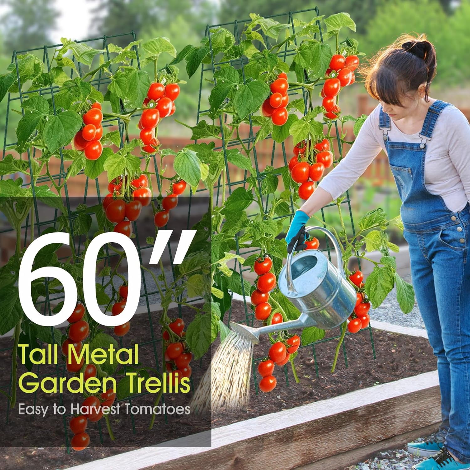 Cucumber Trellis for Raised Bed,  16.5 x 60 Inch Metal Trellis for Climbing Plants Outdoor with Plant Clips Twist Ties, Garden Plant A-Frame Trellis for Vegetable Pea Tomato (Green, 2 PCS)