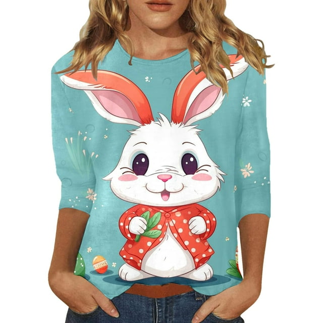 SZXZYGS Chemises de la Fête de l'Indépendance pour Femmes 3X Chemise Imprimée pour Femmes Tunique à Manches 3/4 Hauts Blouse à Col Ras du Cou T-Shirt Été 2024