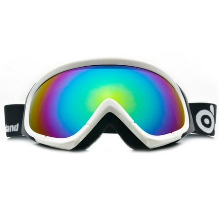 Spherical Series Goggles - ODOLAND Anti-Fog Ski Goggles Snowboard Goggles for Unisex Adult w/ Double Spherical Lens White