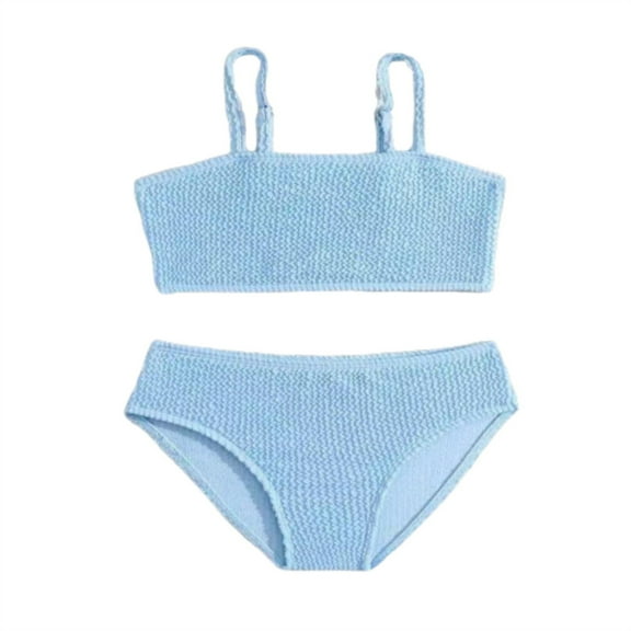 EnJoCho Youthful High-Waist Swimwear For Kids Summer Toddler Baby Girl Blue Swimsuit Halter Bikini Top Shorts Swimsuit Toddler Girls' Adorable Summer Swimwear