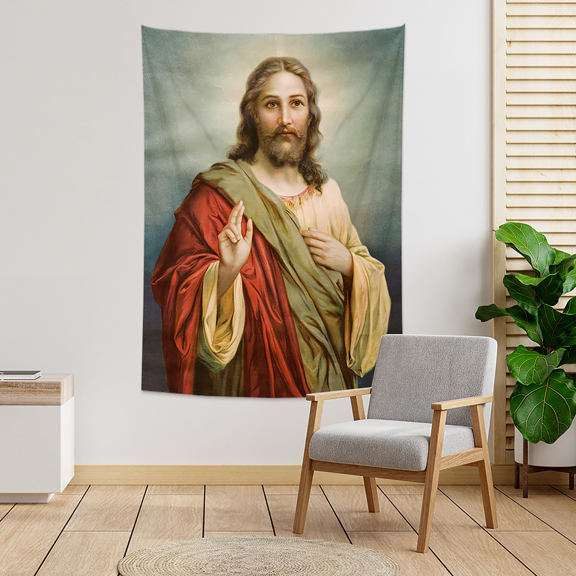 Holy Jesus Soldier Wall Hanging Room Tapestry Bedspread Dorm Home Decor 80X60" 