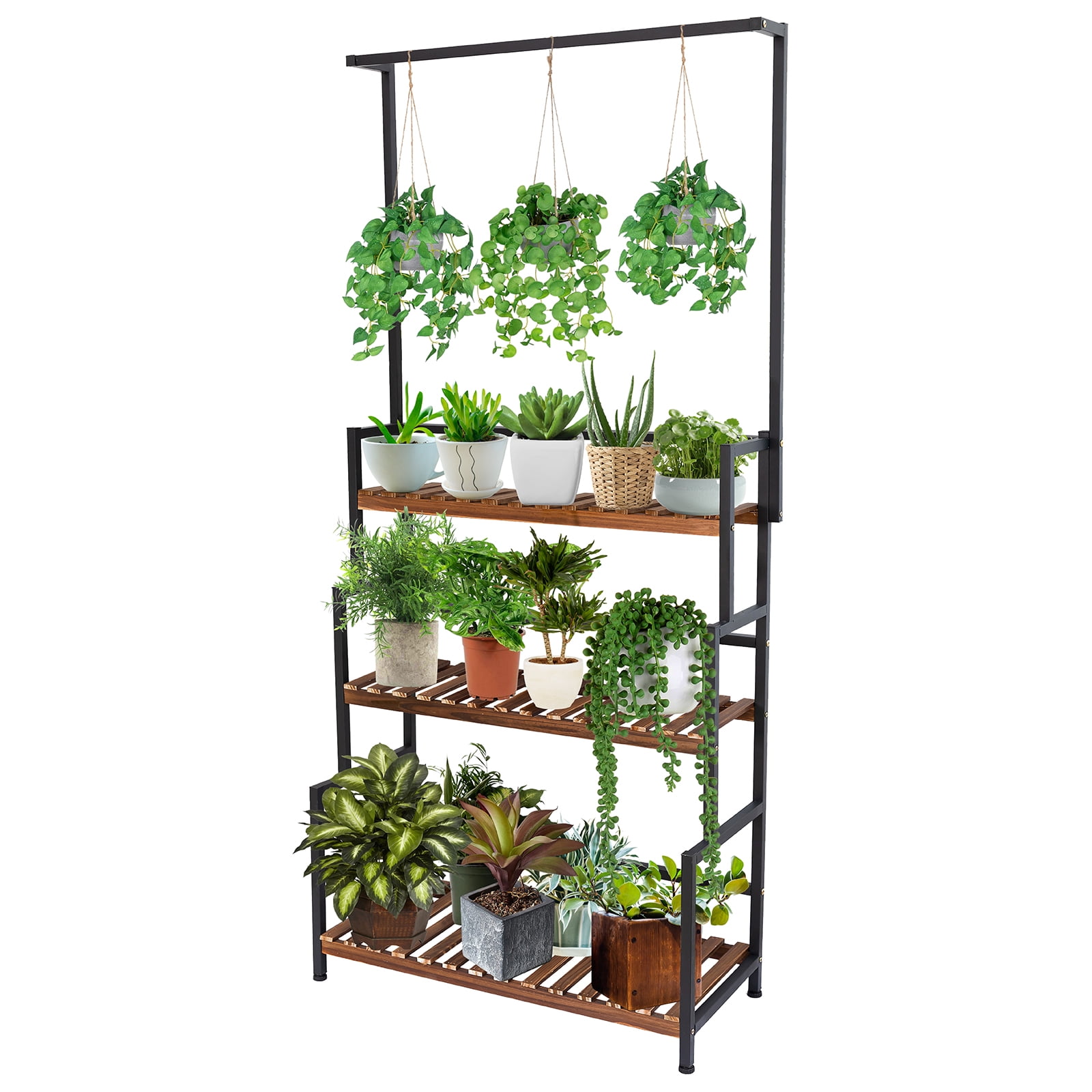 Indoor Hanging Plant Stand 3Tier Plant Shelves with Bar Flower Pot
