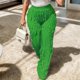 thumbnail image 5 of Pantalones de nieve Gibobby mujer cintura alta elásticos volantes pierna ancha malla Color liso verde S, 5 of 5