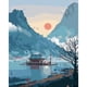thumbnail image 1 of Arte de pared Decoración para el hogar Lago Barco Pintura al óleo Acrílico Lienzo Pinturas Imagen Arte Hugtrwg Para estrenar, 1 of 9
