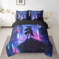 thumbnail image 2 of Feelyou Modern Tokyo Samurai Bedding Comforter Set 7 Pieces, Japanese City Scenes Full Bedding Set, Cartoon Anime Warrior Reversible Fitted Sheet Flat Sheet, Microfiber Bedroom Decor, 2 of 8