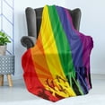 thumbnail image 4 of Pride Soft Flannel Fleece Throw Blanket, People Celebrating International Day for LGBT Community Colorful Striped Design, Cozy Plush for Indoor and Outdoor Use, 50" x 60", Multicolor, by Ambesonne, 4 of 5