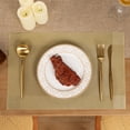 thumbnail image 4 of Vaukki PVC Placemats Set of 6 Heavy Duty Heat Resistant Washable Table Mats for Dining Table, Gold, 4 of 9