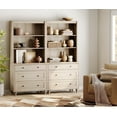 thumbnail image 6 of WAMPAT 72" Bookshelf with 3 Drawers, Tall Bookcase Large Display Book Case Shelf with 3 Tier Open Book Shelves，Library Wooden Bookshelves for Living Room,Office, Bedroom, Beige (2PCS), 6 of 8