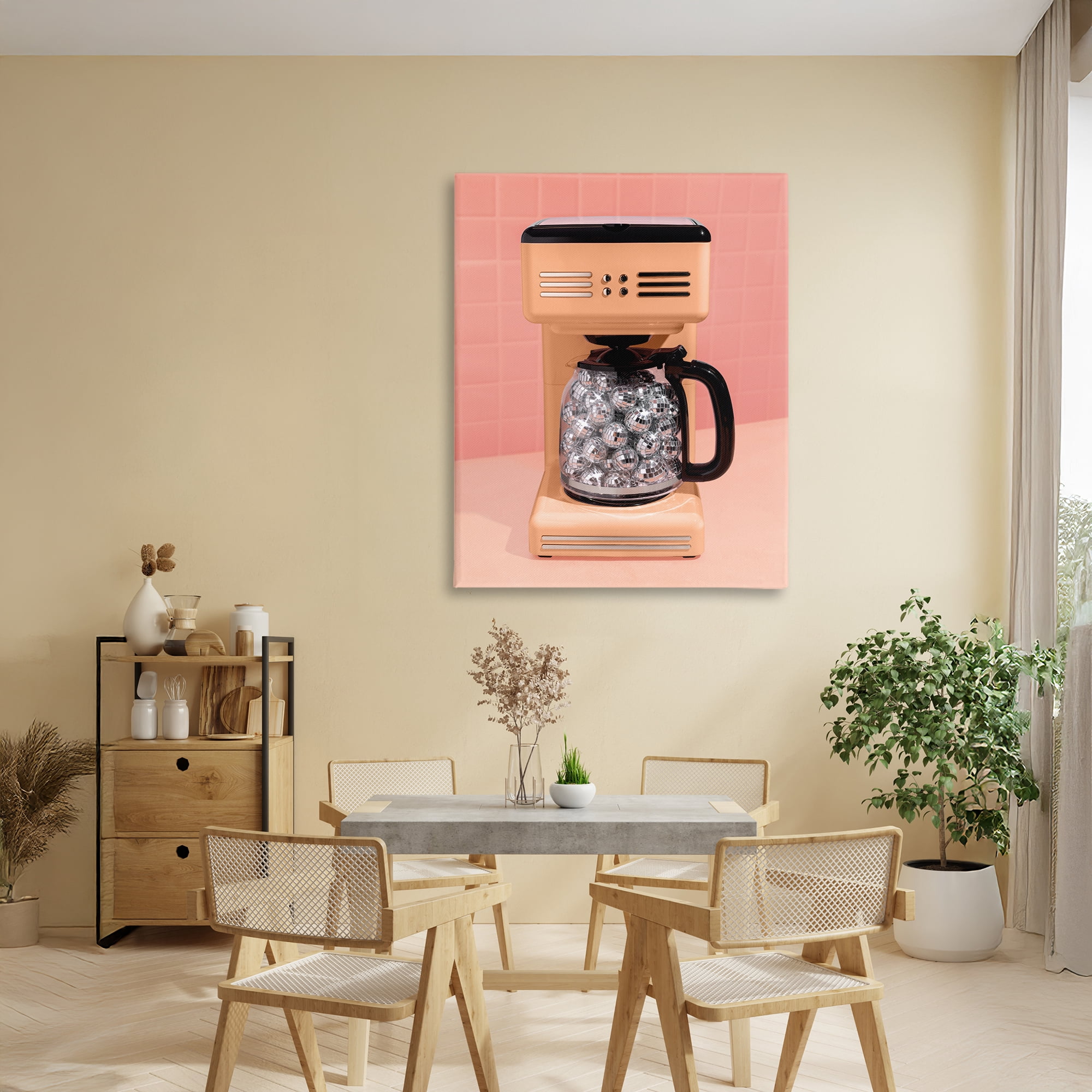 Stupell Industries Disco Coffee Maker over Orange Canvas Wall Art, design by LISH Creative