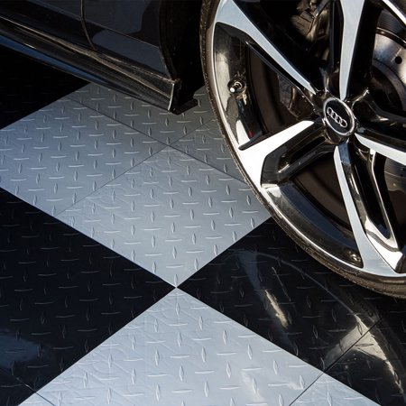 FlooringInc Diamond Pattern Interlocking Garage Floor Nitro PVC Tiles, Victory Red, 24 Tile Pack