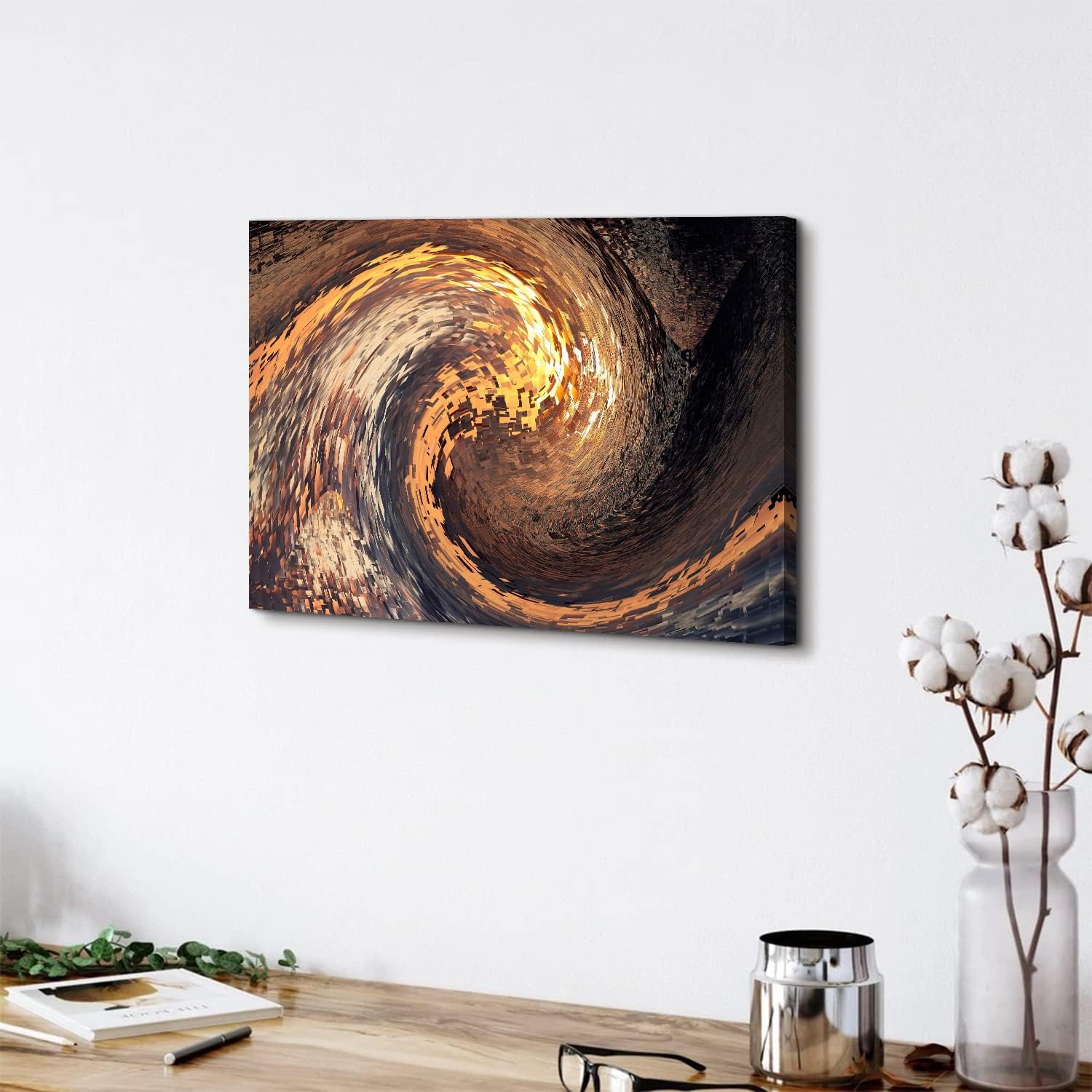 Black and Gold Wall Art Abstract Ocean Wave Wall Decor Abstract Geometric Sea Wave Canvas Prints Paintings Geometry Pictures for Bathroom Living Room 12x16\u201d Modern Artwork Home Decorations