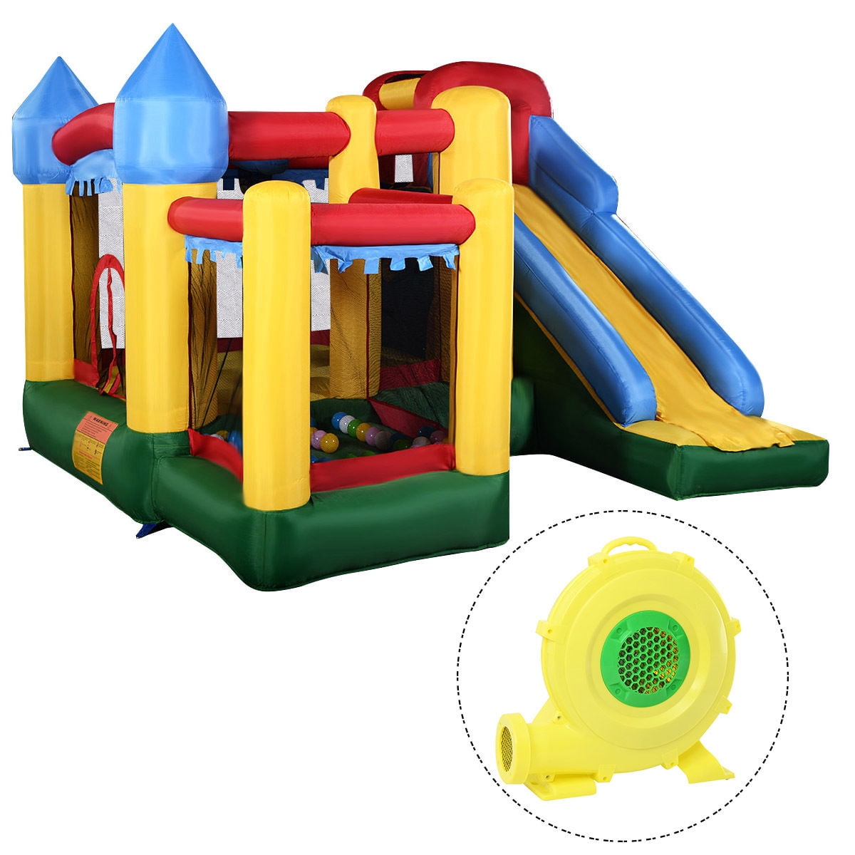 costway inflatable moonwalk slide bounce house with storage bag