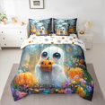 thumbnail image 2 of Manfei Cute Ghost Pumpkin Lantern 7 Pieces Bedding Comforter Set,Happy Halloween Full Bedding Set,Colorful Flower Floral Fitted Sheet Flat Sheet For Teens,Ultra Soft Home Decor Reversible, 2 of 8