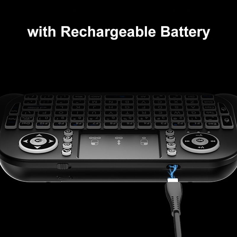 RGB Mini Keyboard Bluetooth 5.0 Keyboard 2.4G Wireless Keyboard Dual-mode Rechargeable Keyboard with Toucad for Android TV Box