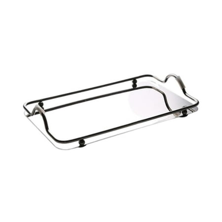 

Kitchen Serving Tray with Handle Jewelry Makeup Tray Coffee Silver