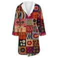 thumbnail image 4 of Women's Fleece Plush Robe Long Warm Plush Bathrobe Loungewear Jacket Printed Comfort Robe, 4 of 5