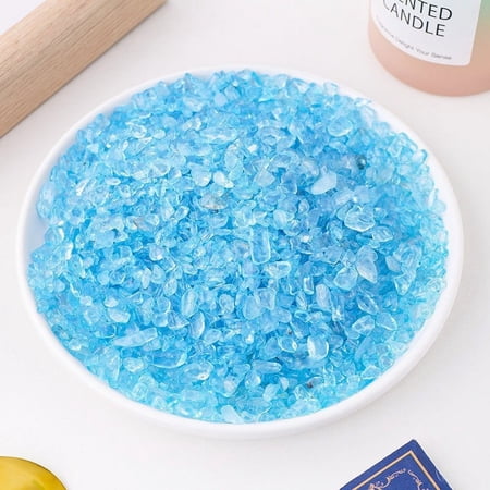 ERDOUY 1kg natural crystal crushed stone optimized color addition 5-7mm blue natural stone ornament demagnetizing bead flower pot, fish tank decorative stone