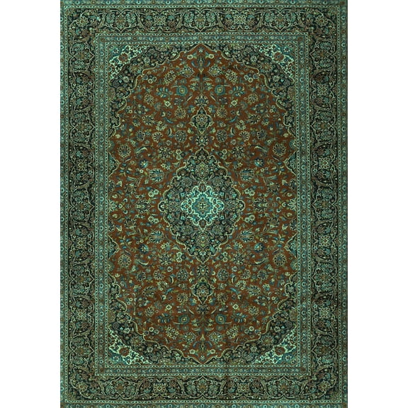 Ahgly Company Machine Washable Indoor Rectangle Persian Turquoise Blue Traditional Area Rugs, 5' x 7'