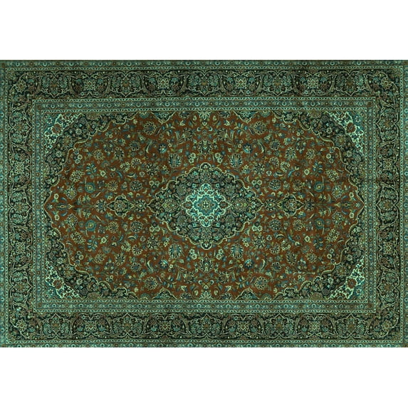 Ahgly Company Indoor Rectangle Persian Turquoise Blue Traditional Area Rugs, 5' x 7'