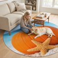 thumbnail image 2 of Round Area Rugs 4Ft, Pumpkin Coastal Non-Slip Washable Circle Rugs Carpet, Thanksgiving Fall Beach Starfish Indoor Outdoor Rug Floor Mats Throw Runner for Bedroom Living Room Bathroom, 2 of 8