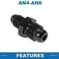 thumbnail image 5 of Unique Bargains Male Flare Reducer Hose Fitting Adapter AN4-AN6 Fuel Line Connector Aluminum Black, 5 of 6