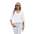 thumbnail image 1 of Blusas Informales Elegantes para Mujer, con Mangas 3/4, Cuello en V y Volantes, Color , Talla S, 1 of 5