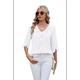 thumbnail image 1 of Blusas Informales Elegantes para Mujer, con Mangas 3/4, Cuello en V y Volantes, Color , Talla S, 1 of 5