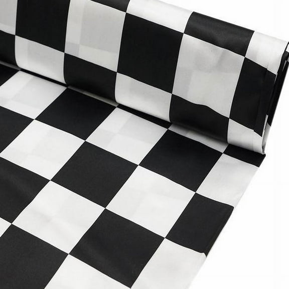 Efavormart 54"x10 Yards Black / White Checkered Satin Fabric Bolt, DIY Craft Fabric Roll