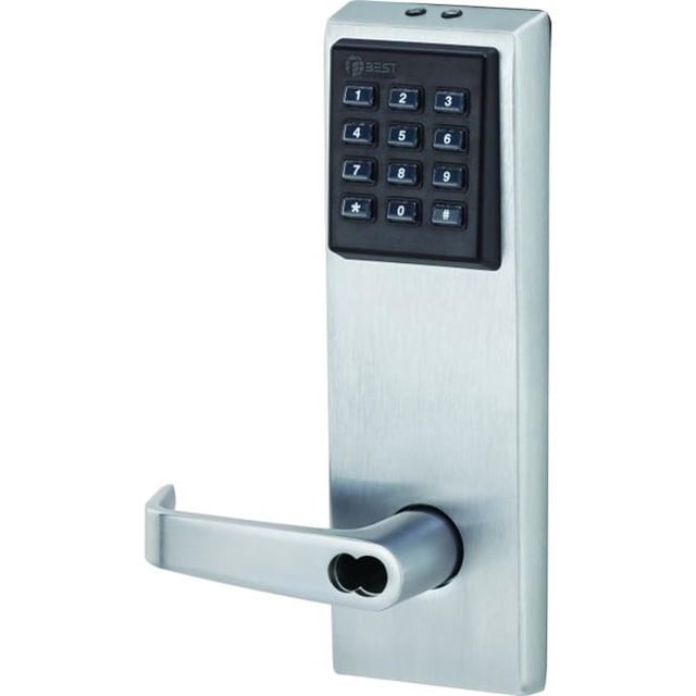 Stanley Best 9KZ37DV15KPSTK626 2.75 in. 9KZ Keypad EZ Lock Backset 7 Pin with Key 15 Lever & Keypad with Standard Strike Less Core, Satin Chrome