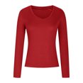 thumbnail image 4 of TKLPEHG Womens Dressy Tops V-Neck Slim Tops Casual Comfy Lightweight Long Sleeve T Shirt Fashion Solid Color Fall Tops Pullover (Red,M), 4 of 6