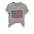 thumbnail image 4 of Dolkfu Crew Neck Womens Summer Tops Gray Short Sleeve 250th Anniversary Independence Day Pull-on T-Shirts Retro Modern Printed Tops Gray,S, 4 of 4