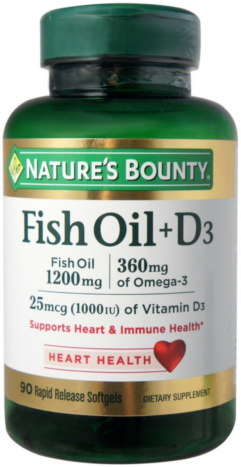 Nature&amp;#39;s Bounty Fish Oil + D3 1200 mg Softgels 90 ea
