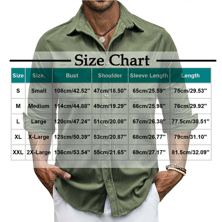 Men's Regular Fit Dress Shirt Corduroy Solid Wrinkle-Free Long Sleeve  Casual Business Button Up Shirts with Pocket White XL - Walmart.com