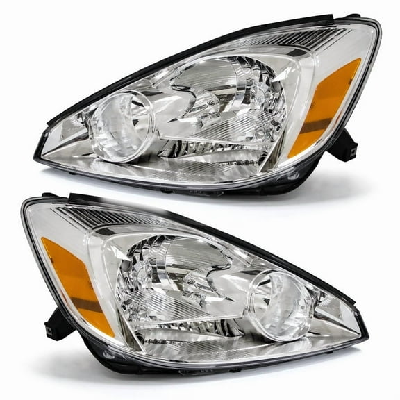 TopAutoGear for 2004 2005 Toyota Sienna Headlights assembly Chrome Housing Clear Lens with Amber Reflector Headlight Replacement Driver and Passenger Side