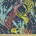 thumbnail image 2 of Marine Fabric by the Yard, Garden Branches Style Underwater Coral Reef Algaes Botany in Grunge Artistry Vibes, Upholstery Fabric for Dining Chairs Home Decor Accents, Multicolor by Ambesonne, 2 of 5