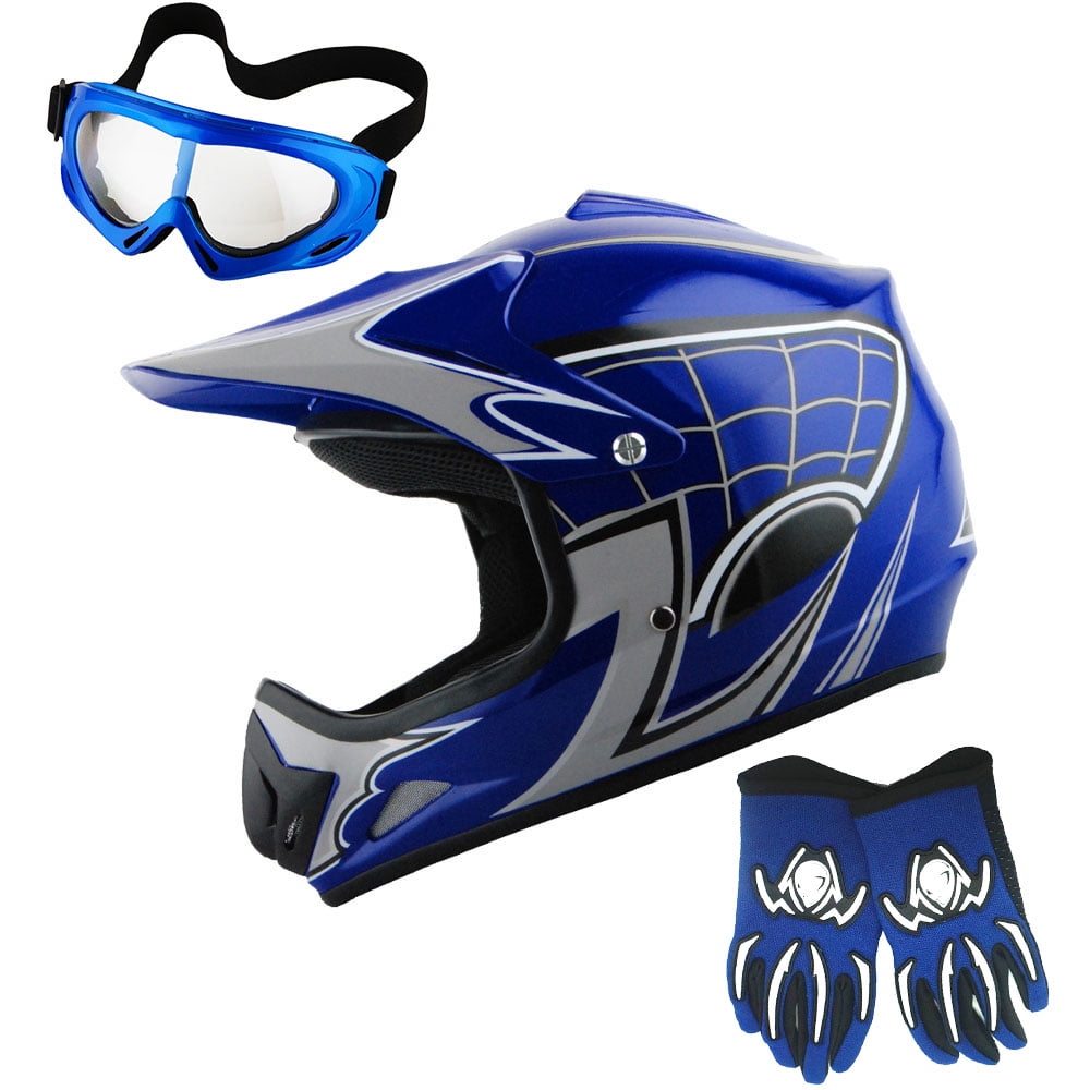 WOW Motocross BMX MX ATV Dirt Bike Youth Kids Helmet Martian Spider Web 