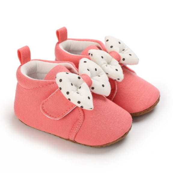 AOOCHASLIY Black and Friday Kids Shoes Spring Princess Girls' Shoes 0-1 Year Old Bowknot Baby Shoes Cotton Soft Sole Shoes Walking Shoes