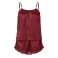 thumbnail image 6 of Sngxgn Women Nightwear Short Sleeve Shirt and Shorts Pajama Set V Neck Sleepwear(,M), 6 of 7