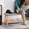 thumbnail image 4 of Costway Upholstered Shoe Bench Seat 1-Tier Storage Rack  35.5''L, 4 of 10