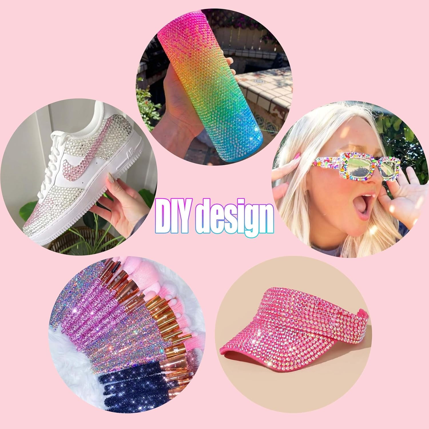 24000Pcs Bedazzling Kit for 60 Colors Rhinestones with 5 Box Diamond Art, 4mm Flatback Gems with 4×10ml B7000 Jewelry Glue Tweezers & Pickup Pen, Perfect for Nail Art, Crafting, Clothing