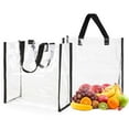 thumbnail image 2 of Gustave 2 Pack Clear Tote Bag Stadium Approved See Through Top Handle Handbag PVC Reusable Shopping Grocery Bags for Picnic Work Beach Concerts Sports, 2 of 8