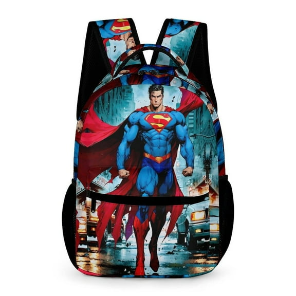 Super-man Backpack, School Backpacks with Side Mesh Pockets And Front Zippered Pockets for School, Sports, And Travel