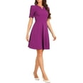 thumbnail image 4 of Vestido de Negocios INSPIRE CHIC para Mujer con Escote Corazón, Plisado, Manga Corta, Corte A, Talla XS, Color Púrpura, 4 of 6