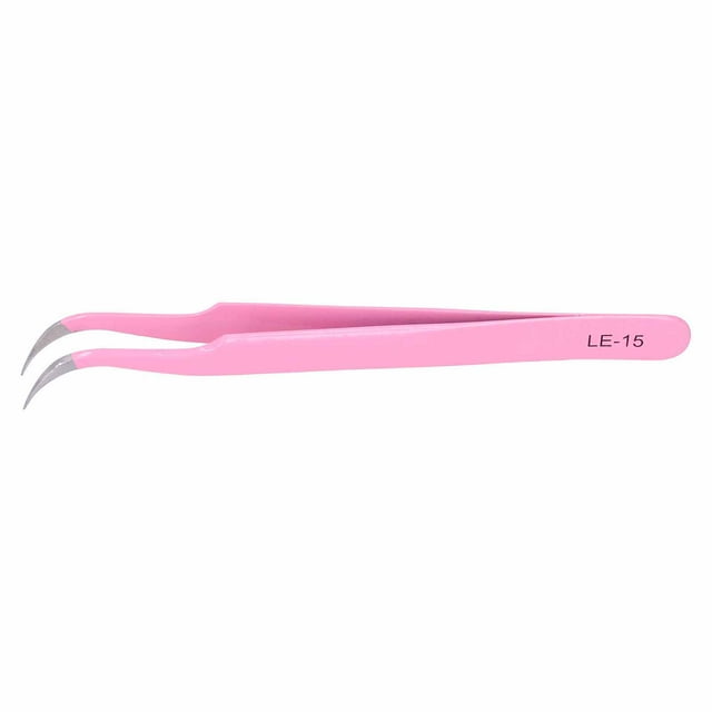 Pinzas para pestañas Pinzas para pestañas postizas de acero inoxidable para extensiones de pestañas PinkLE‑15 Curvas