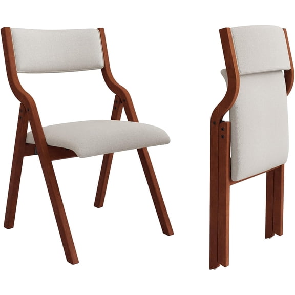 Folding Dining Chairs Set of Kitchen Chairs with Padded Cushions Ergonomical Design Foldable Wood Dining Chairs for Dining Room Restaurant Kitchen Office Indoor Taupe Walnut