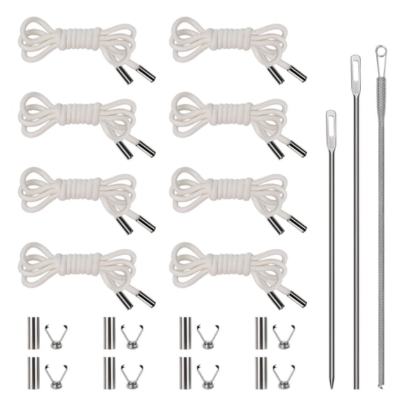 Sekonow 8 Pieces 52 Inches Drawstring Cord Kit-Hoodie String Replacement with 3 Easy Threaders for Sweatpants, Shorts, Pants, Jackets, Coats, White
