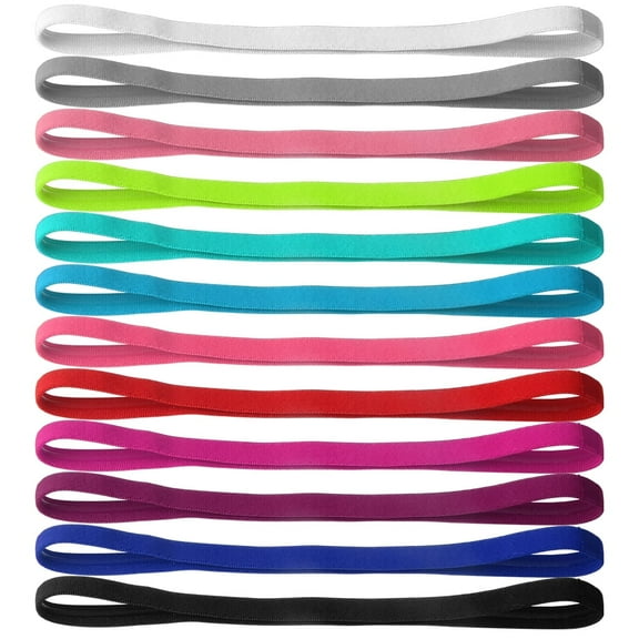 Sports Headband No Slip Grip Hairband Elastic Single Band Silicone Lined Sweatband,Pack of 12